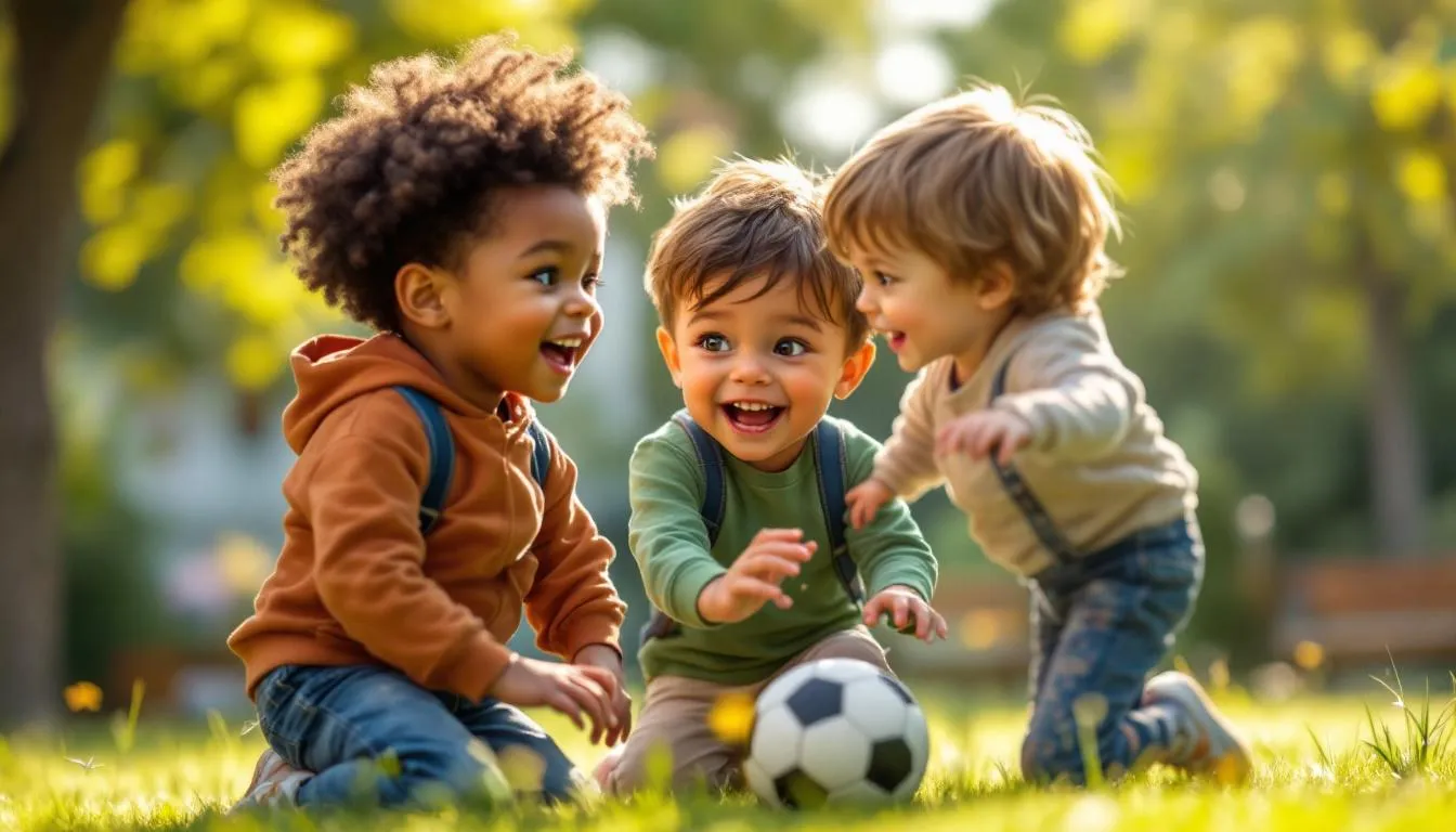 The image depicts a group of children engaged in social play, showcasing their communication skills and social interactions. This scene highlights the importance of early intervention and therapeutic interventions for children with autism spectrum disorders, as they develop essential social skills through play.