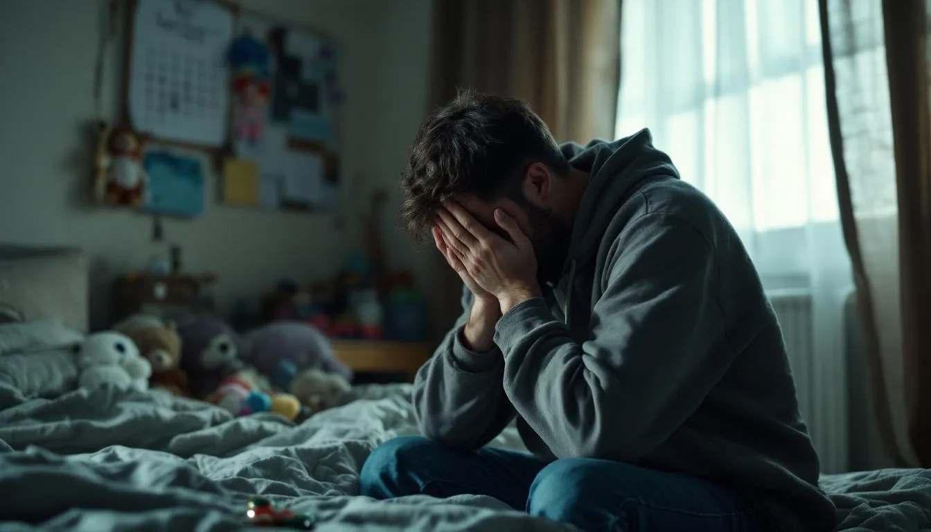 An image representing autism burnout, showing an exhausted autistic adult.