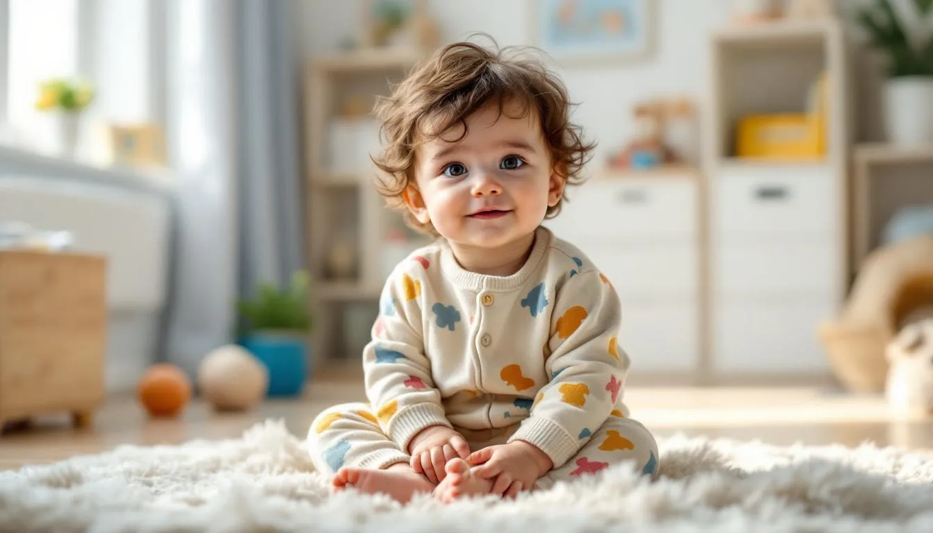 A toddler wearing a nappy is sitting on the floor, engaging in a behavior known as fecal smearing, which can be a sensory-seeking activity often observed in children with autism spectrum disorder. This behavior may be linked to sensory triggers or challenges and can require careful strategies and support from caregivers to address effectively.