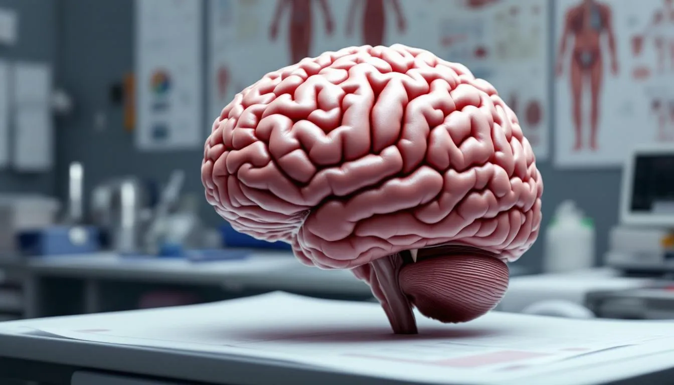 The image depicts a human brain, highlighting its complex structure and functions related to neurological disorders such as autism spectrum disorder and Tourette syndrome. It emphasizes the brain's role in managing symptoms, social interactions, and the distinct neurological conditions that can affect communication skills and behaviors.