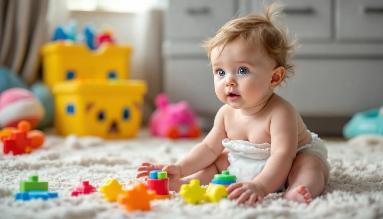 A toddler wearing a nappy is sitting on the floor, engaging in a behavior known as fecal smearing, which can be a sensory-seeking activity often observed in children with autism spectrum disorder. This behavior may be linked to sensory triggers or challenges and can require careful strategies and support from caregivers to address effectively.